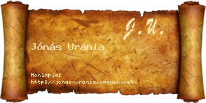 Jónás Uránia névjegykártya